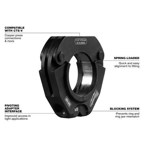 Milwaukee 49-16-2690X - 2-1/2" - 4" CTS-V Pivoting Press Ring Kit for M18 FORCE LOGIC Press Tools