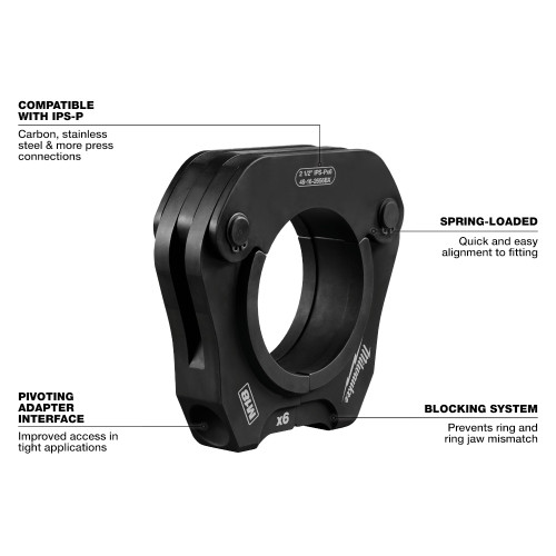 Milwaukee 49-16-2698X - 2-1/2" - 4" IPS-P Pivoting Press Ring Kit for M18 FORCE LOGIC Long Throw Press Tool