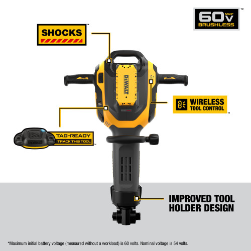 DEWALT DCH966Z2K - 60V Max Cordless Brushless 1-1/8 In 15 Kilo Rotary Hammer Drill