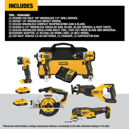 DEWALT DCK648D2 - 20V Max XR Brushless 6-Tool Combo Kit
