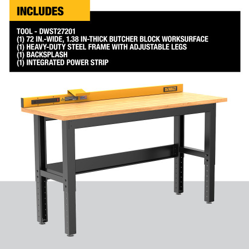 DEWALT DWST27201 - 6 Ft. Workbench With Butcher Block Wood Top