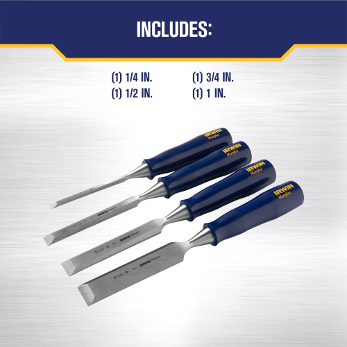 Irwin M444S4N - Marples M444/S4 4-Piece Blue Chip Bevel Edge Woodworking Chisel Set