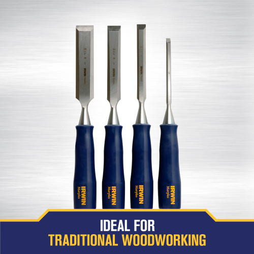 Irwin M444S4N - Marples M444/S4 4-Piece Blue Chip Bevel Edge Woodworking Chisel Set