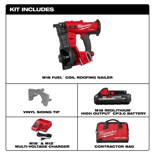 Milwaukee 2909-21 - M18 FUEL Coil Roofing Nailer Kit