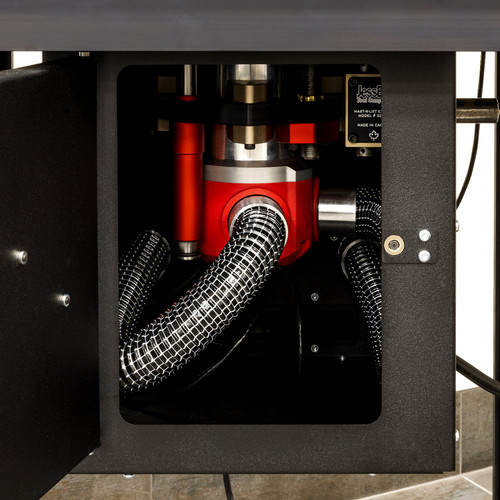 Installed intake hoses supplying fresh air to Pow-R-Tek SR motor within cabinet
