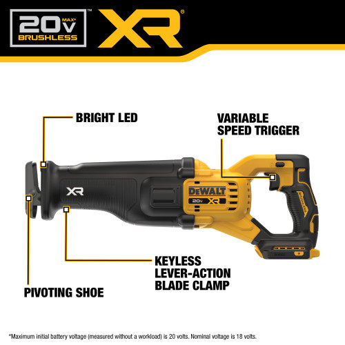DEWALT DCS384B - 20V Max* XR Brushless Cordless Reciprocating Saw (Tool Only)