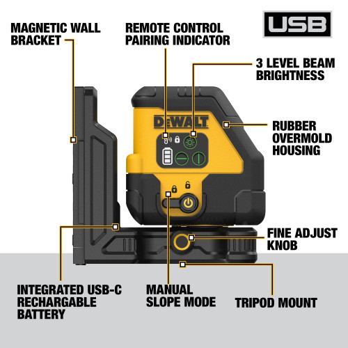 DEWALT DCLE14201GB - Rechargable Green Cross Line Laser