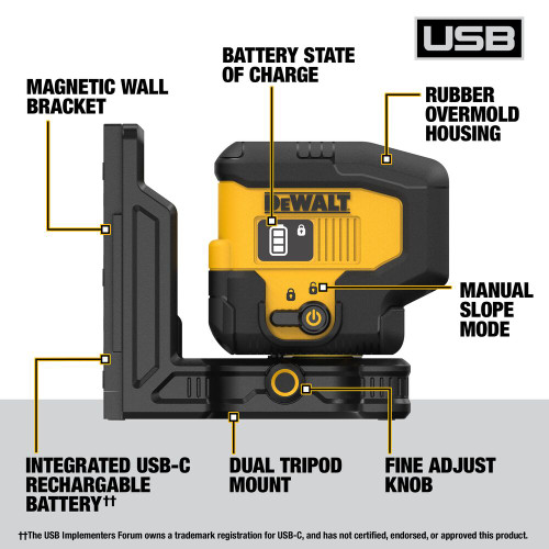 DEWALT DCLE16031GB - Rechargable 3 Spot Laser