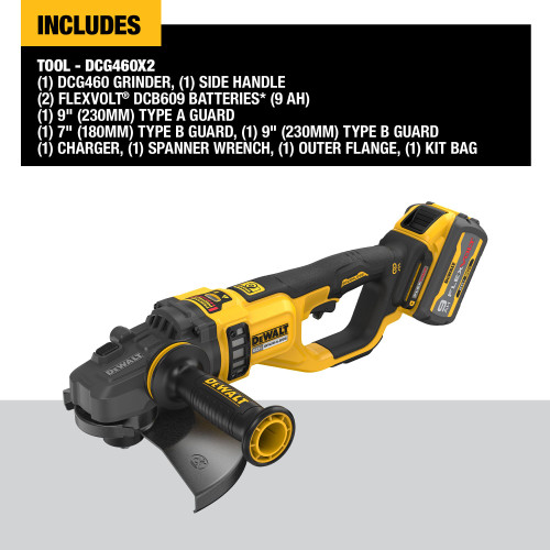 DEWALT DCG460X2 - 60V Max* 7 "-9" Large Angle Grinder Kit