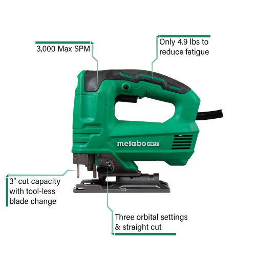 Metabo HPT CJ90VST2 - Variable Speed Corded Jig Saw with Dust Blower