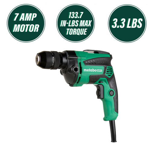 Metabo HPT D10VH2M - 7 Amp 3/8 Inch Drill, EVS, Reversible