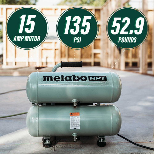 Metabo HPT EC99SM - Portable 4 Gallon Twin Stack Air Compressor