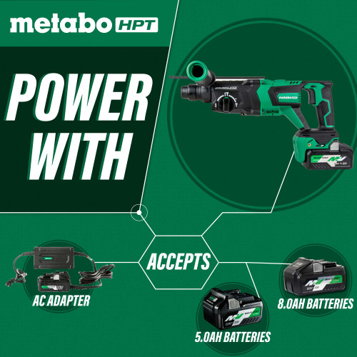 Metabo HPT DH3628DDM - 36V MultiVolt Brushless SDS Plus 1-1/8" D-Handle Rotary Hammer