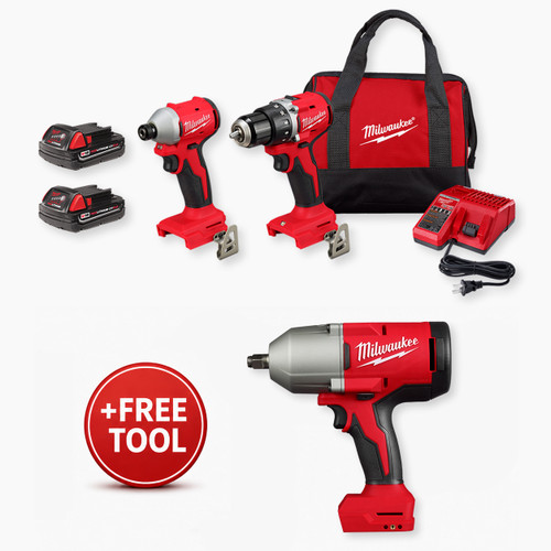 Milwaukee 3692-22CT M18 Compact Brushless 2-Tool Combo Kit & FREE 2666-20 M18 Brushless 1/2" High Torque Impact Wrench
