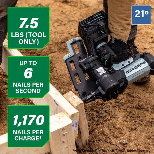 Metabo HPT NR1875DDAQRY - 18V Cordless Pneumatic 3" Duplex Nailer Kit