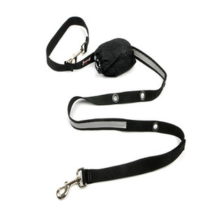 Smoochy Poochy Nylon Hands-Free Reflective Leash -- Black Smoochy Poochy Nylon Hands-Free Reflective Leash -- Black