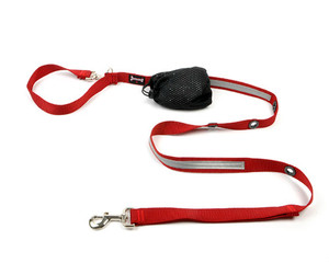 Smoochy Poochy Nylon Hands-Free Reflective Leash - Red Smoochy Poochy Nylon Hands-Free Reflective Leash - Red