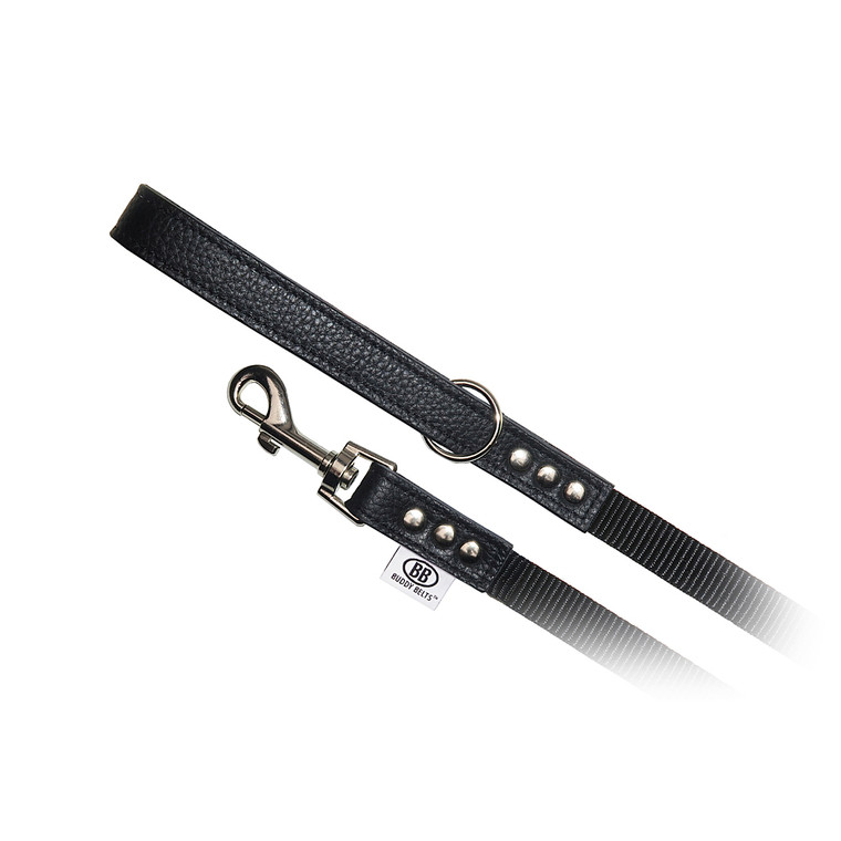 Buddy Belt Pebble Accent Leash Leather - Nylon Black