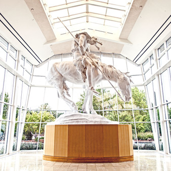 Produced in bronze in 1894, End of the Trail is one of the most identifiable sculptures within the United States. Portraying an American Indian on the back of a horse, the 1915 rendition is still showcased in the National Cowboy and Western Heritage Museum, marking it as an Oklahoma staple.