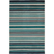 Backyard Bungalow Santee Blues 6 Ft. 7 In. x 9 Ft. 6 In. Stripe Plush Outdoor Rug