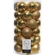 Decoris 2.4 Inch Shatterproof Light Gold Bauble Christmas Ornament (37-Pack)