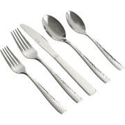 Gibson Home Royal Brighton 20-Piece Mirror Polished Flatware Set with Hammered Design