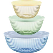 Pyrex Colors Sculpted Tinted 6-Piece Glass Mixing Bowl Set with Lids