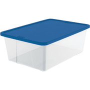 Homz 12 Qt. Clear Storage Tote with Blue Snap-On Lid