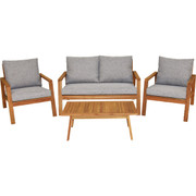 Outdoor Expressions Sutton 4-Piece Acacia Wood Chat Set with Cushioned Seating