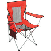 Outdoor Expressions Red Polyester Mesh Folding Camp Chair with Cup Holder and Pouch