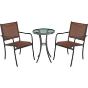 Outdoor Expressions Del Mar 3-Piece Bistro Set with Steel Frame and Sling Seating