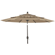 Outdoor Expressions 9 ft. 3-Tier Tilt and Crank Tan Patio Umbrella
