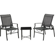 Outdoor Expressions Windsor 3-Piece Sling Chat Set with Steel Frame and Comfortable Chairs