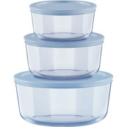Pyrex Simply Store Tinted Round Storage Set with Blue Plastic Lids (6-Piece)