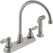 Delta Peerless 2-Handle Lever Kitchen Faucet with Side Spray - Stainless Steel Finish