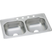 Elkay Dayton 33 Inch x 22 Inch Stainless Steel Double Bowl Drop-In Kitchen Sink (Part Number: 485885)