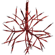 Alpine 10 Inch LED Red Hanging Twig Snowflake Ornament Light Decoration with Twinkling and Constant LEDs