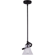 Home Impressions 1-Bulb Oil Rubbed Bronze Incandescent Rod Pendant Light Fixture with Clear Glass Shade