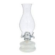 Lamplight Farms 13.5 in. Classic Oil Lamp with Frosted Glass Base and Brass Burner