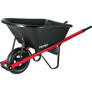 Truper 6 Cu. Ft. Poly Wheelbarrow with Steel Handle and 16-Inch Pneumatic Tire