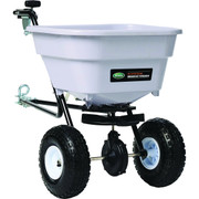 Scotts 80 lb. Tow-Behind Broadcast Spreader for 75,000 sq ft with Heavy-Duty Steel Frame and Pneumatic Wheels