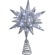 Kurt Adler 11 Inch Warm White Twinkling LED Silver Starburst Tree Topper
