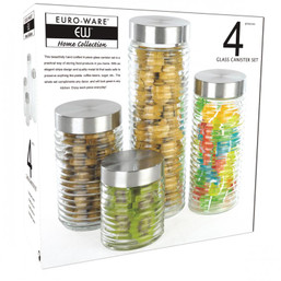 SETS GLASS CANISTER 4-PC 1214090