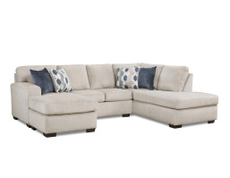 HERRINGBONE OATMEAL SECTIONAL SOFA W/ ACCENT CHAIR