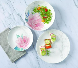 DINNER WARE SET 12PC WHITE/PINK 1258056