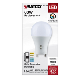 BULB LED 60W 120V 5CCT 8.8 A19 088315