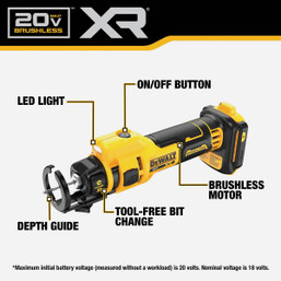DEWALT 20V MAX XR Brushless Cordless Drywall Cut-Out Tool (Tool Only)