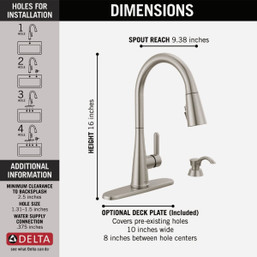 Delta Greydon 1-Handle Pull-Down Kitchen Faucet with Soap Dispenser, Stainless