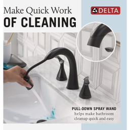 Delta Sandover Matte Black 2-Handle Widespread Pull-Down Bathroom Faucet