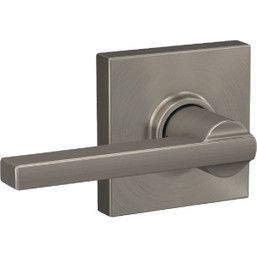 Schlage F Series Latitude Lever with Collins Trim Hall and Closet Lock in Satin Nickel - F10LAT622COL